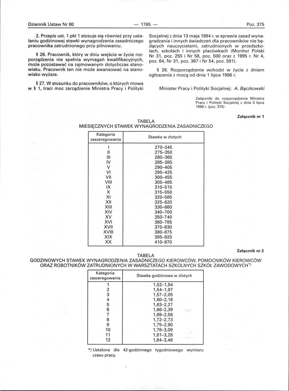 27. W stosunku do pracowników, o których mowa w 1, traci moc zarządzenie Ministra Pracy i Polityki Socjalnej z dnia 13 maja 1994 r.
