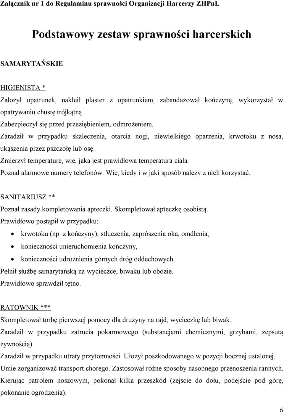 Zaradził w przypadku skaleczenia, otarcia nogi, niewielkiego oparzenia, krwotoku z nosa, ukąszenia przez pszczołę lub osę. Zmierzył temperaturę, wie, jaka jest prawidłowa temperatura ciała.