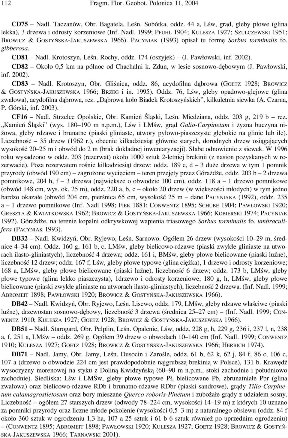 Zdun, w lesie sosnowo-dębowym (J. Pawłowski, inf. 2002). CD83 Nadl. Krotoszyn, Obr. Gliśnica, oddz. 86, acydofilna dąbrowa (GOETZ 1928; BROWICZ & GOSTYŃSKA-JAKUSZEWSKA 1966; BRZEG i in. 1995). Oddz.