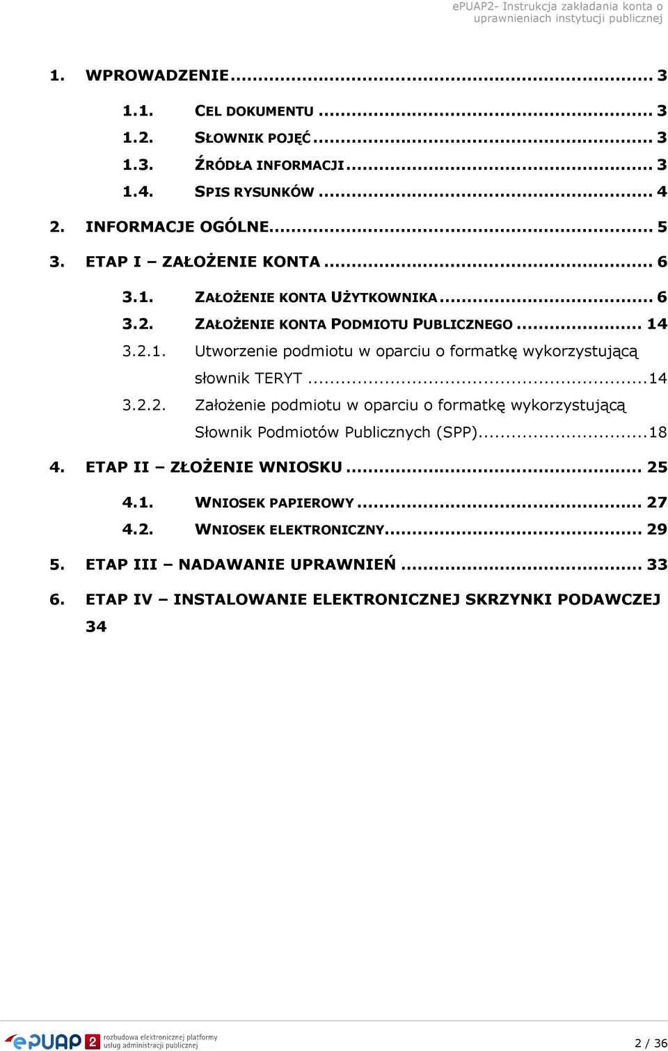 .. 14 3.2.2. Założenie podmiotu w oparciu o formatkę wykorzystującą Słownik Podmiotów Publicznych (SPP)... 18 4. ETAP II ZŁOŻENIE WNIOSKU... 25 4.1. WNIOSEK PAPIEROWY.