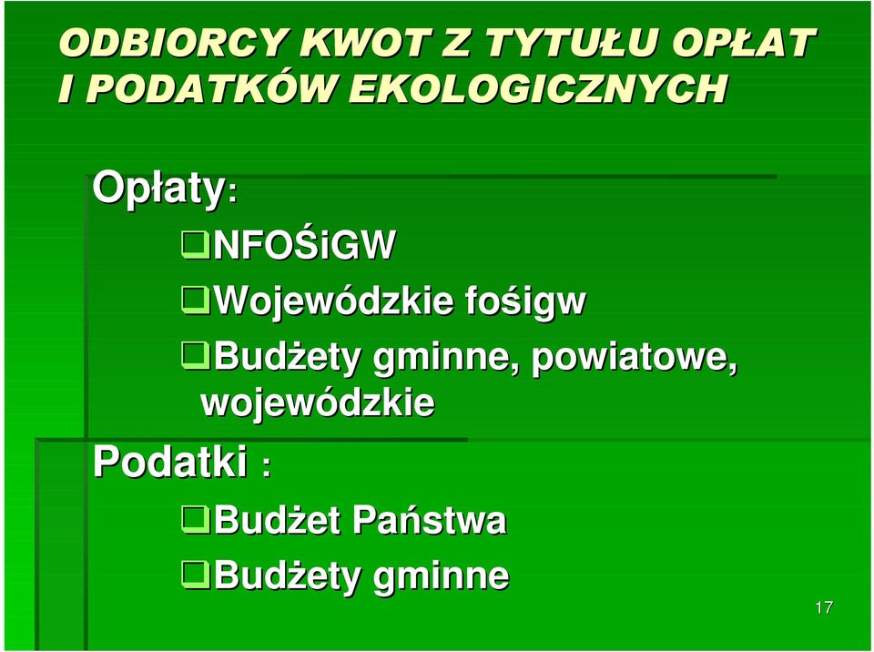 Wojewódzkie fośigw Budżety gminne,