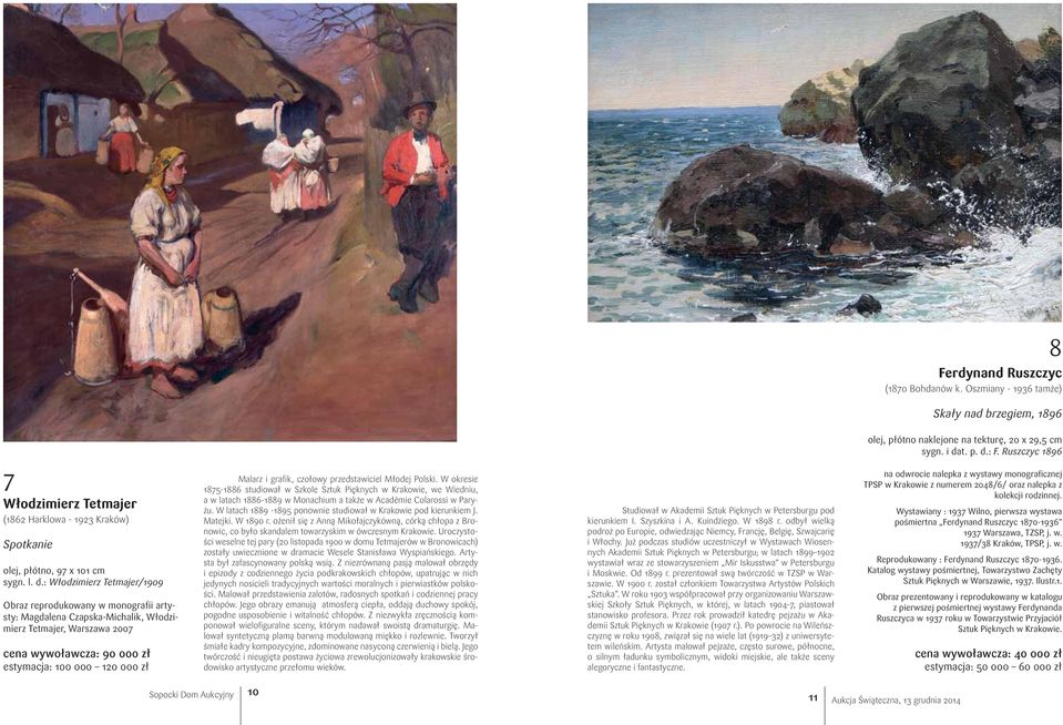 : Włodzimierz Tetmajer/1909 Obraz reprodukowany w monografii artysty: Magdalena Czapska-Michalik, Włodzimierz Tetmajer, Warszawa 2007 cena wywoławcza: 90 000 zł estymacja: 100 000 120 000 zł Malarz i