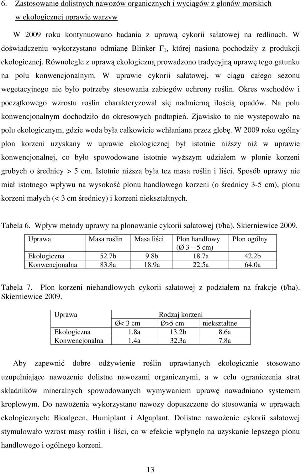 W uprawie cykorii sałatowej, w ciągu całego sezonu wegetacyjnego nie było potrzeby stosowania zabiegów ochrony roślin.