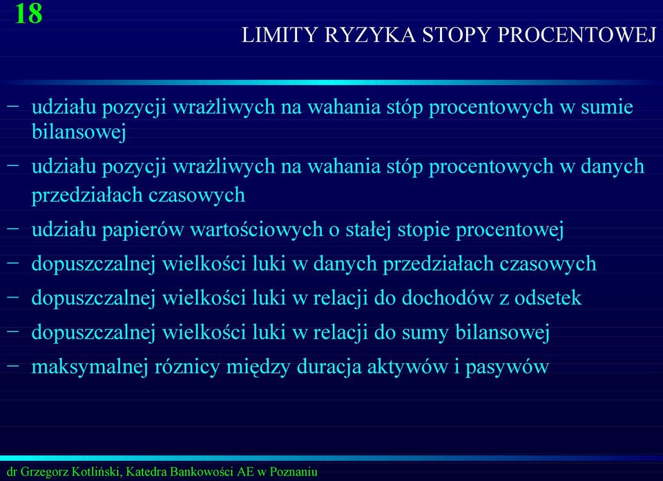 stopie procentowej dopuszczalnej wielkości luki w danych przedziałach czasowych dopuszczalnej wielkości luki w relacji do