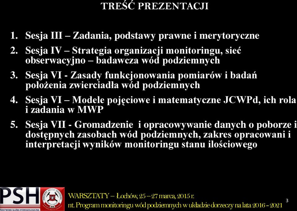 Sesja VI - Zasady funkcjonowania pomiarów i badań położenia zwierciadła wód podziemnych 4.