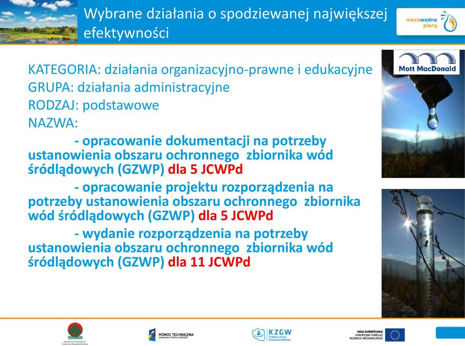 śródlądowych (GZWP) dla 5 JCWPd - opracowanie projektu rozporządzenia na potrzeby ustanowienia obszaru ochronnego zbiornika wód