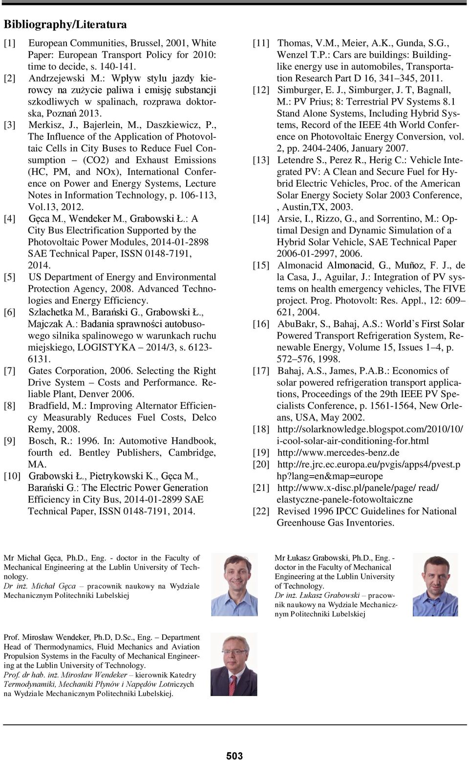 , The Influence of the Application of Photovoltaic Cells in City Buses to Reduce Fuel Consumption (CO2) and Exhaust Emissions (HC, PM, and NOx), International Conference on Power and Energy Systems,
