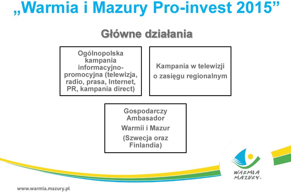 Internet, PR, kampania direct) Kampania w telewizji o zasięgu