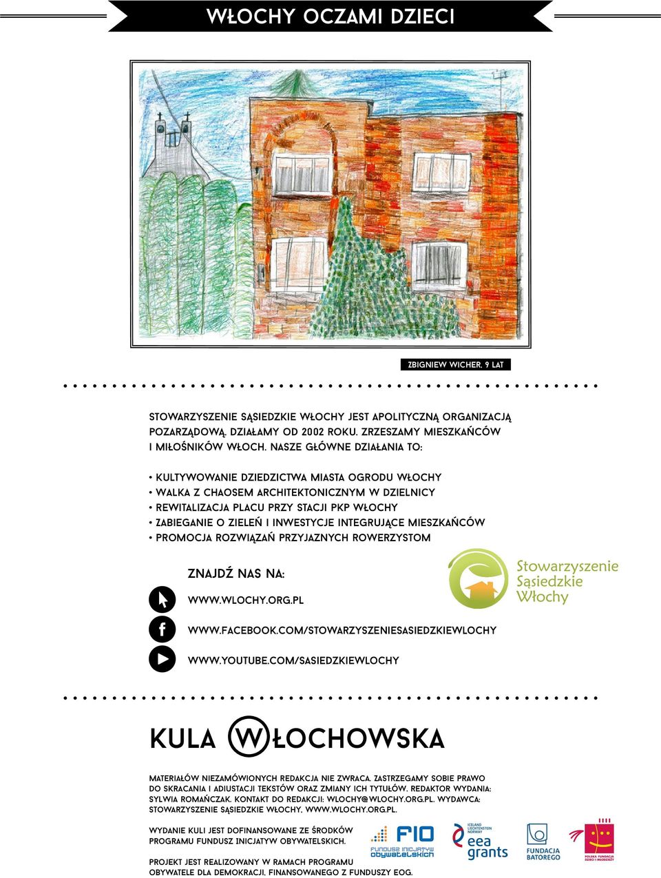 integrujące mieszkańców promocja rozwiązań przyjaznych rowerzystom znajdź nas na: www.wlochy.org.pl www.facebook.com/stowarzyszeniesasiedzkiewlochy www.youtube.