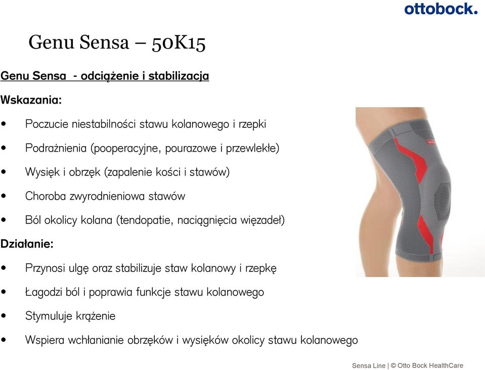 stawów Ból okolicy kolana (tendopatie, naciągnięcia więzadeł) Działanie: Przynosi ulgę oraz stabilizuje staw kolanowy i