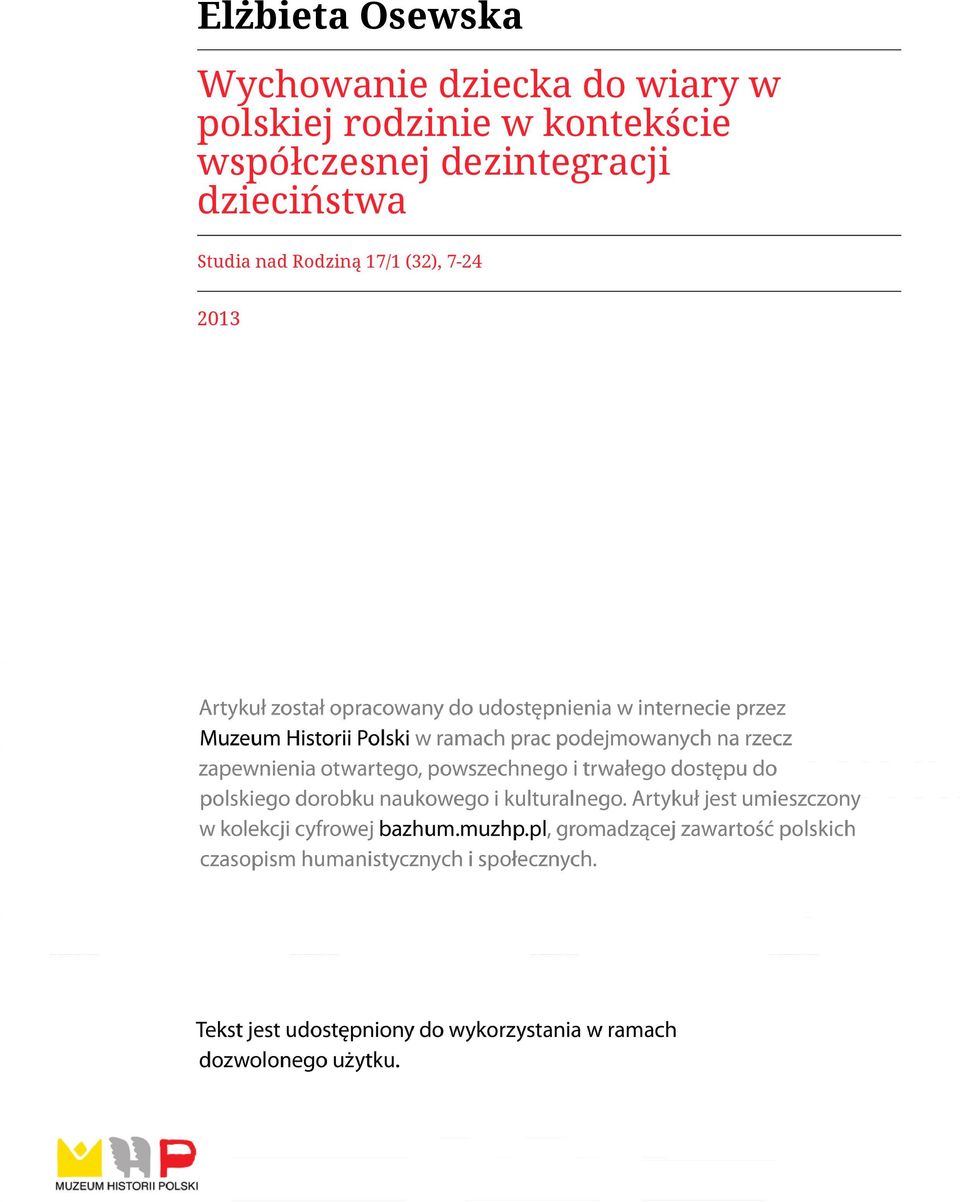 współczesnej dezintegracji dzieciństwa