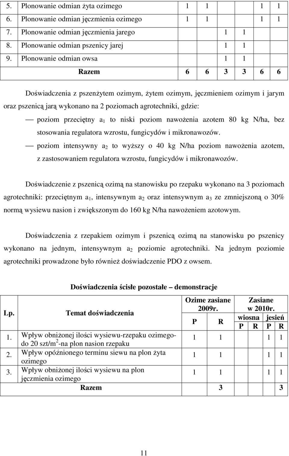 przeciętny a 1 to niski poziom nawoŝenia azotem 80 kg N/ha, bez stosowania regulatora wzrostu, fungicydów i mikronawozów.