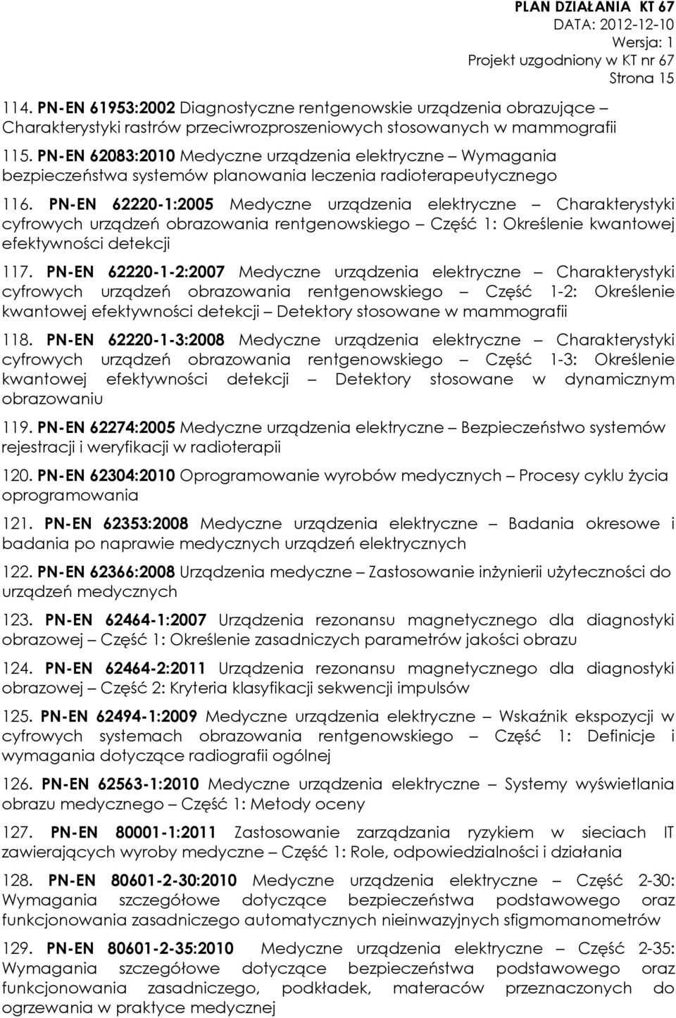 PN-EN 62220-1:2005 Medyczne urządzenia elektryczne Charakterystyki cyfrowych urządzeń obrazowania rentgenowskiego Część 1: Określenie kwantowej efektywności detekcji 117.