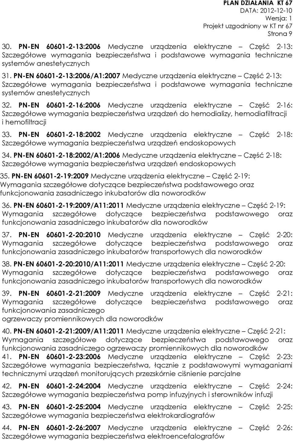 PN-EN 60601-2-16:2006 Medyczne urządzenia elektryczne Część 2-16: Szczegółowe wymagania bezpieczeństwa urządzeń do hemodializy, hemodiafiltracji i hemofiltracji 33.