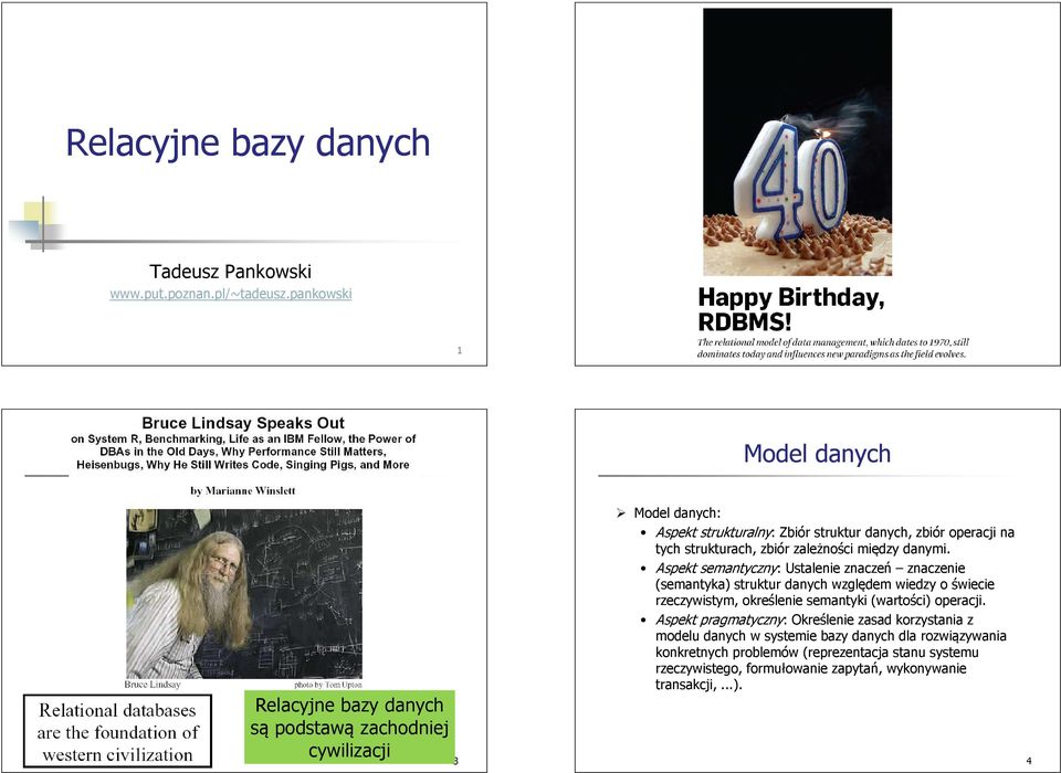 strukturach, zbiór zależności między danymi.