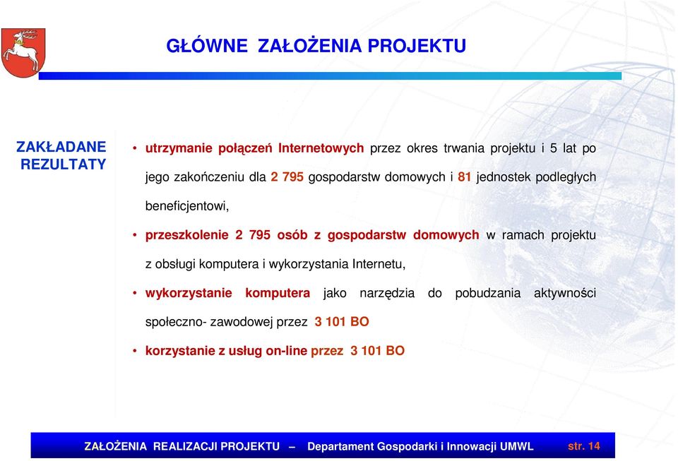 wykorzystania Internetu, wykorzystanie komputera jako narzędzia do pobudzania aktywności społeczno- zawodowej przez 3 101 BO korzystanie z usług on-line