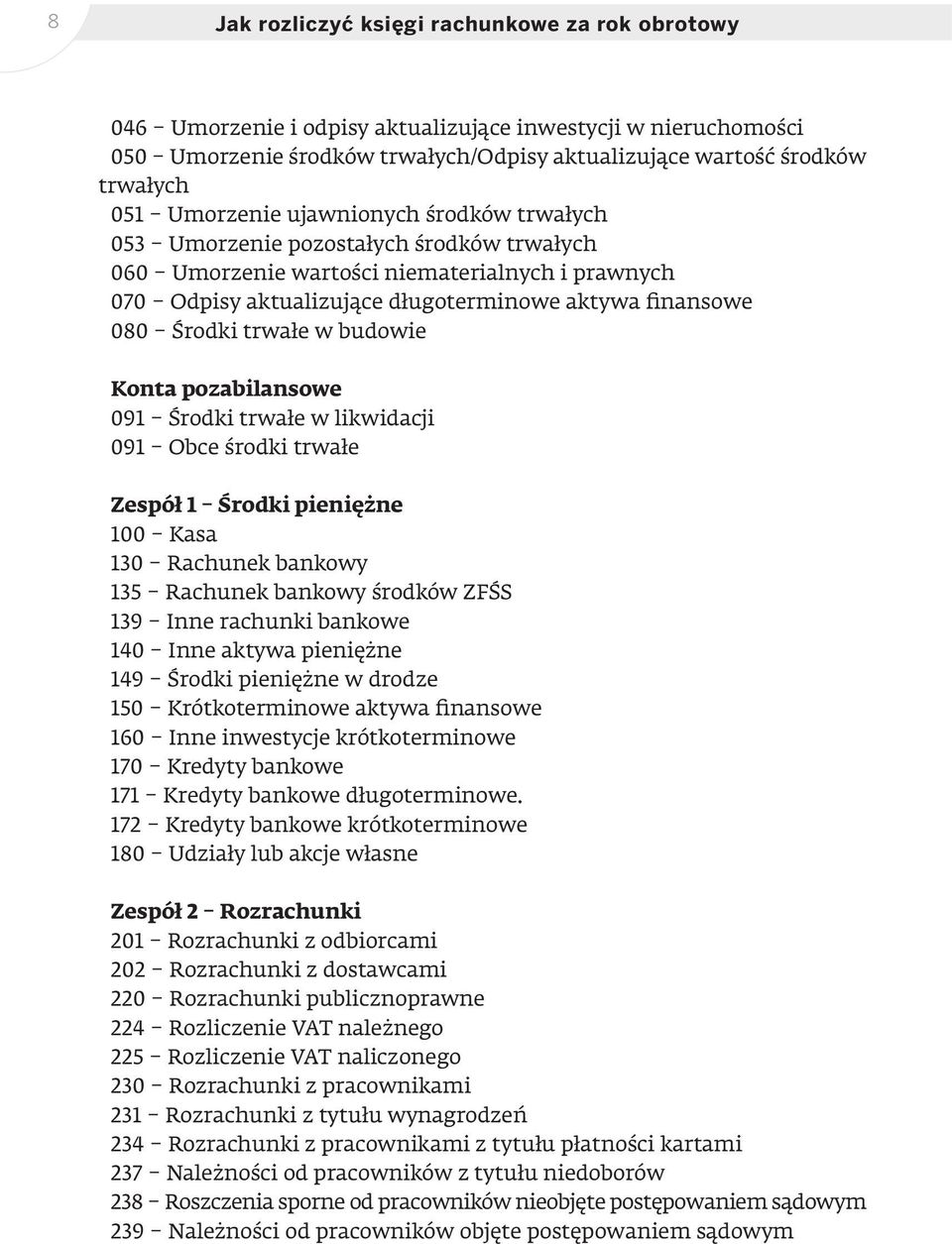 trwałe w budowie Konta pozabilansowe 091 Środki trwałe w likwidacji 091 Obce środki trwałe Zespół 1 Środki pieniężne 100 Kasa 130 Rachunek bankowy 135 Rachunek bankowy środków ZFŚS 139 Inne rachunki