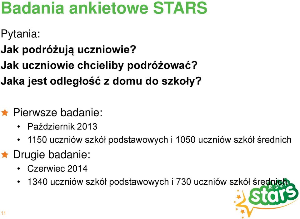 Pierwsze badanie: Październik 2013 1150 uczniów szkół podstawowych i 1050