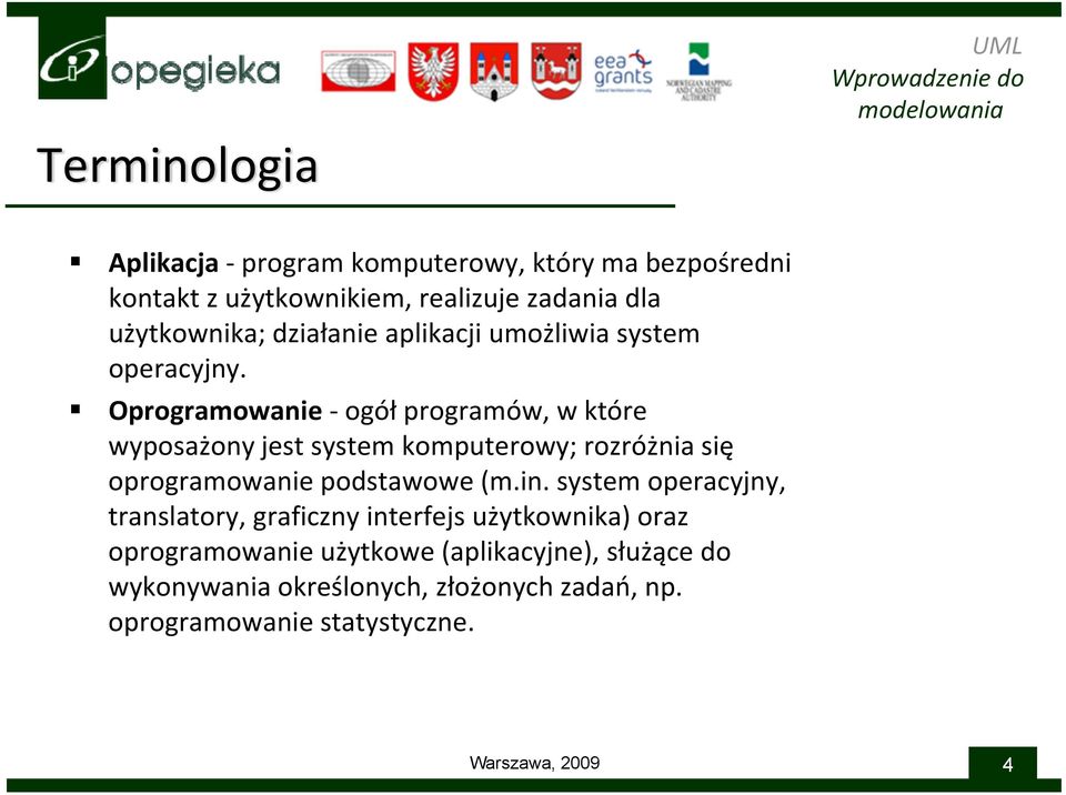 Oprogramowanie ogół programów, w które wyposażony jest system komputerowy; rozróżnia się oprogramowanie podstawowe (m.in.