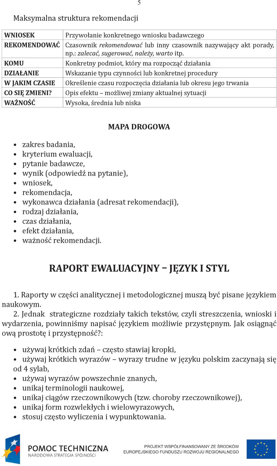 Konkretny podmiot, który ma rozpocząć działania Wskazanie typu czynności lub konkretnej procedury Określenie czasu rozpoczęcia działania lub okresu jego trwania Opis efektu możliwej zmiany aktualnej