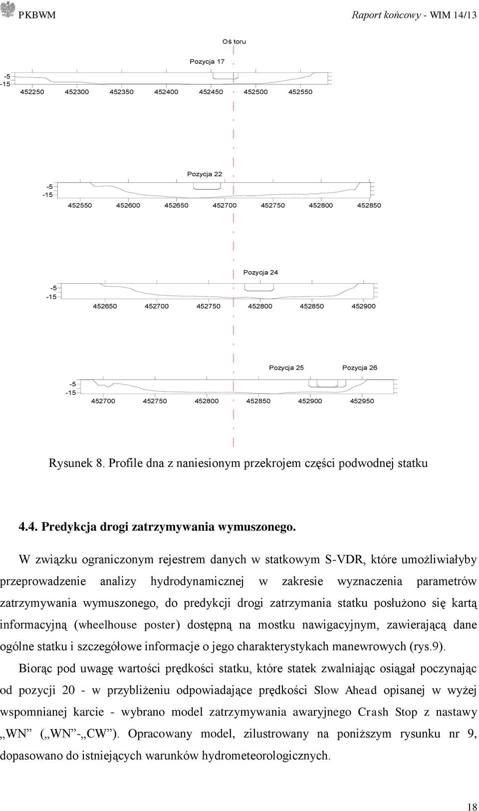 W związku ograniczonym rejestrem danych w statkowym S-VDR, które umożliwiałyby przeprowadzenie analizy hydrodynamicznej w zakresie wyznaczenia parametrów zatrzymywania wymuszonego, do predykcji drogi