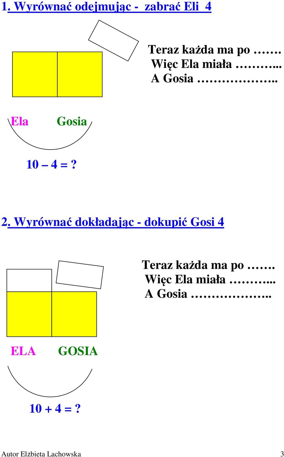 Wyrównać dokładając - dokupić Gosi 4 Teraz każda ma po.