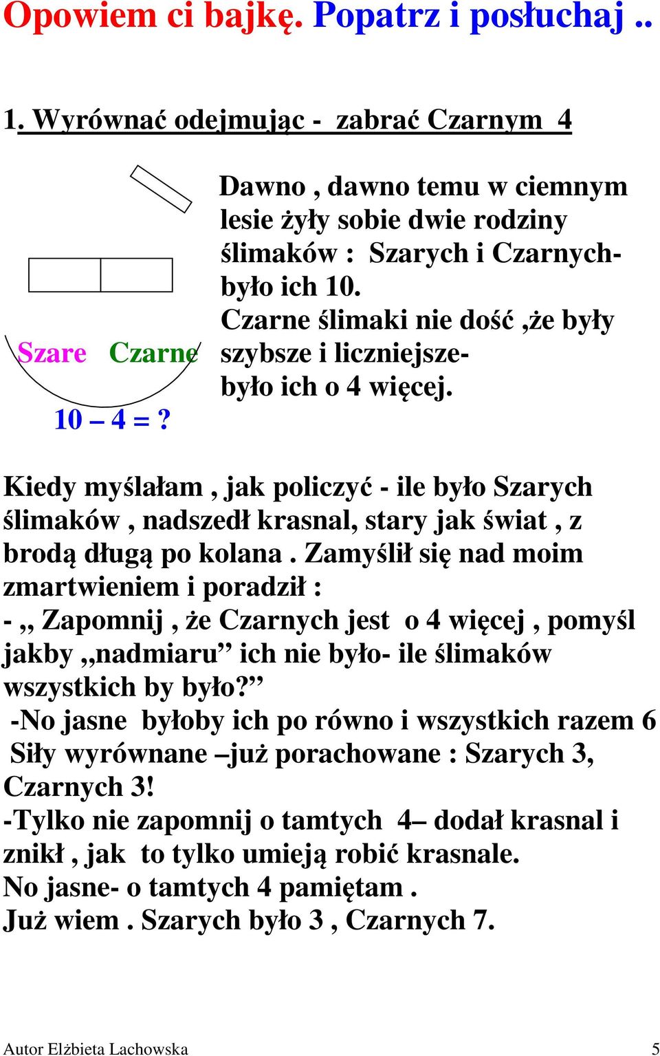 Kiedy myślałam, jak policzyć - ile było Szarych ślimaków, nadszedł krasnal, stary jak świat, z brodą długą po kolana.