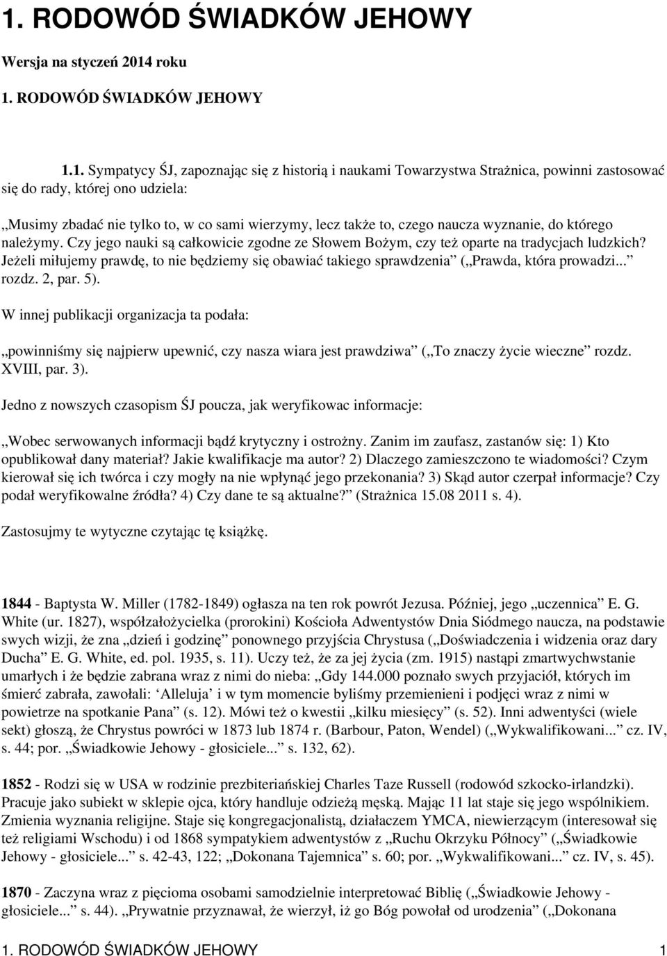 RODOWÓD ŚWIADKÓW JEHOWY 1.