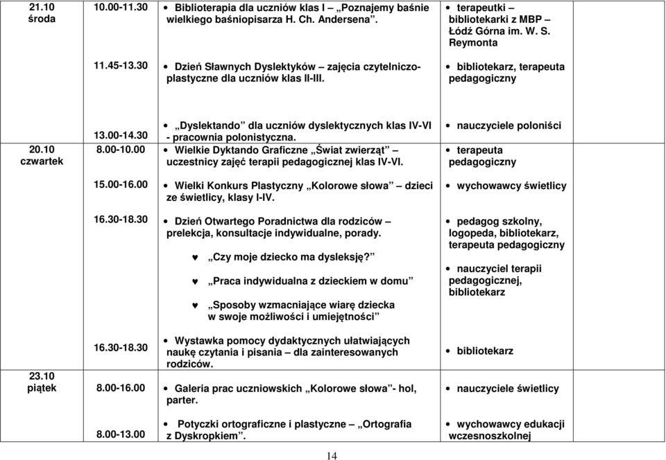 00 Dyslektando dla uczniów dyslektycznych klas IV-VI - pracownia polonistyczna. Wielkie Dyktando Graficzne Świat zwierząt uczestnicy zajęć terapii pedagogicznej klas IV-VI.