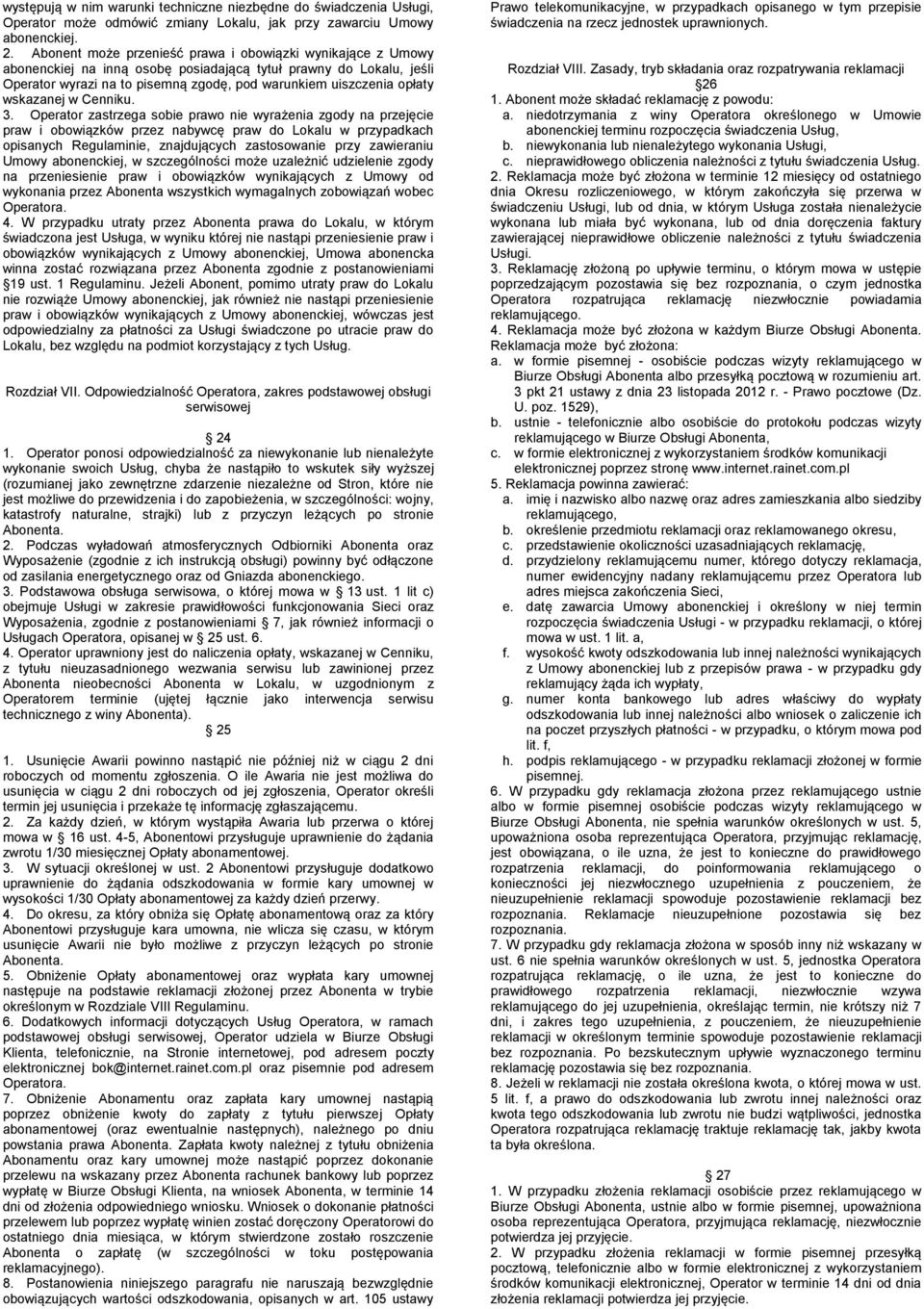 wskazanej w Cenniku. 3.