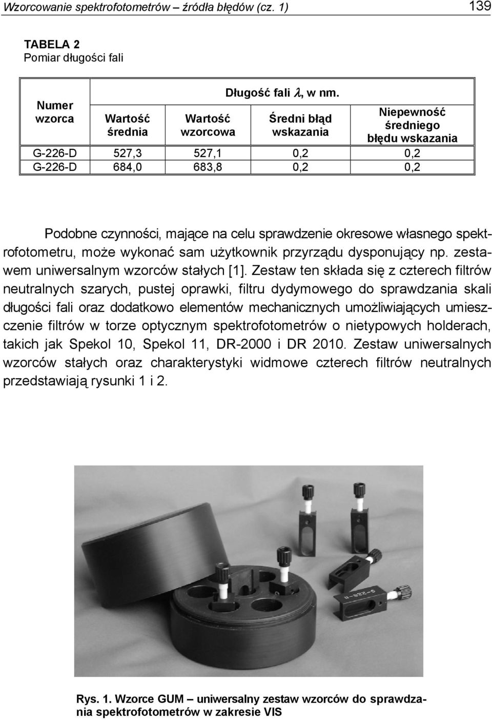 może wykonać sam użytkownik przyrządu dysponujący np. zestawem uniwersalnym wzorców stałych [1].