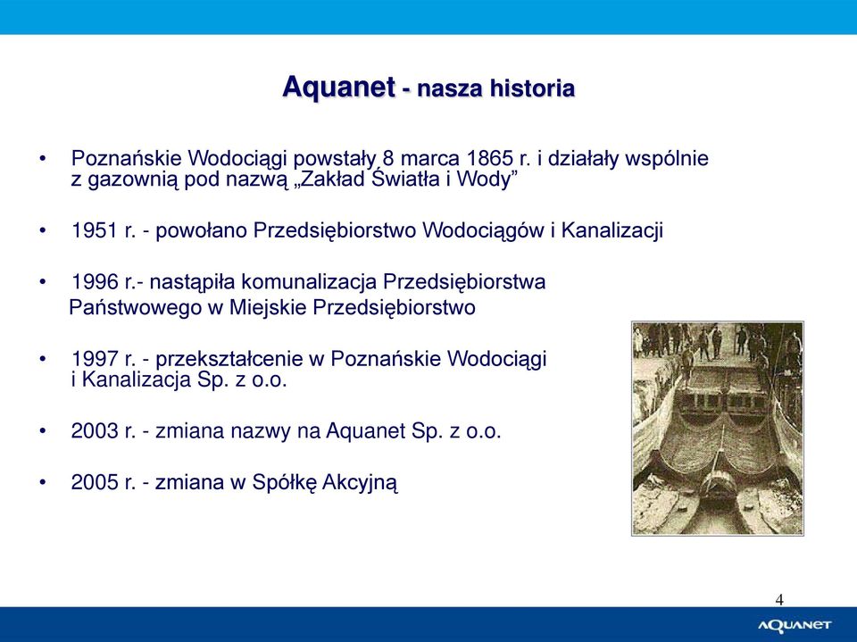 - powołano Przedsiębiorstwo Wodociągów i Kanalizacji 1996 r.