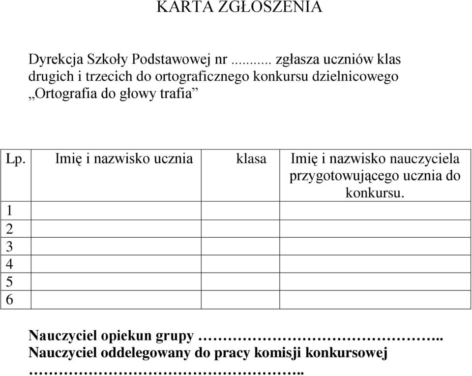 Ortografia do głowy trafia Lp.