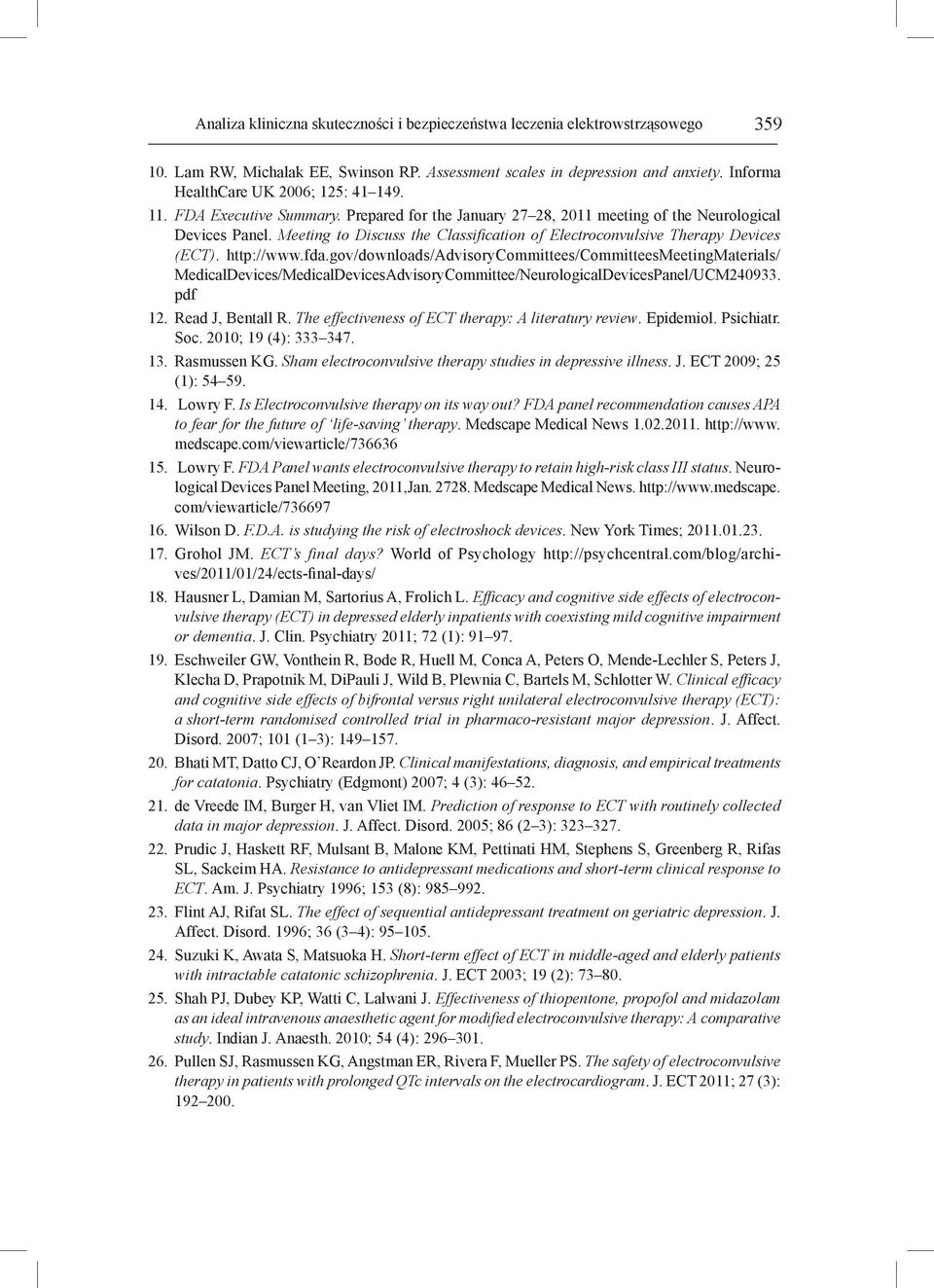 Meeting to Discuss the Classification of Electroconvulsive Therapy Devices (ECT). http://www.fda.