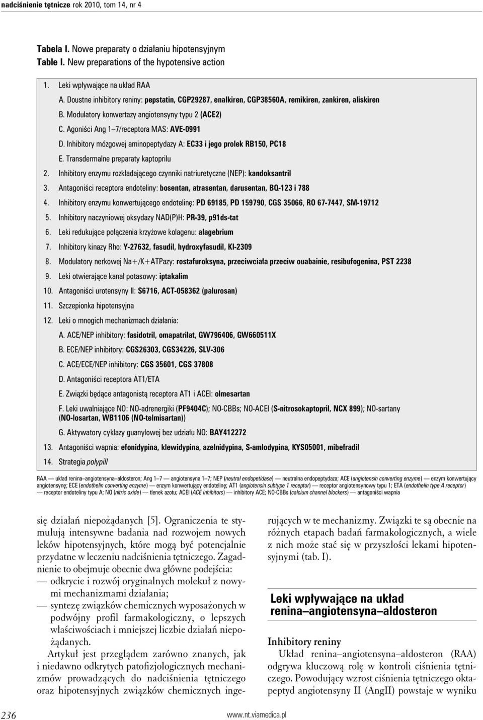Inhibitory mózgowej aminopeptydazy A: EC33 i jego prolek RB150, PC18 E. Transdermalne preparaty kaptoprilu 2. Inhibitory enzymu rozkładającego czynniki natriuretyczne (NEP): kandoksantril 3.