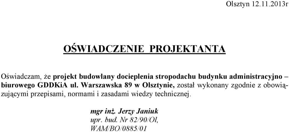 stropodachu budynku administracyjno biurowego GDDKiA ul.