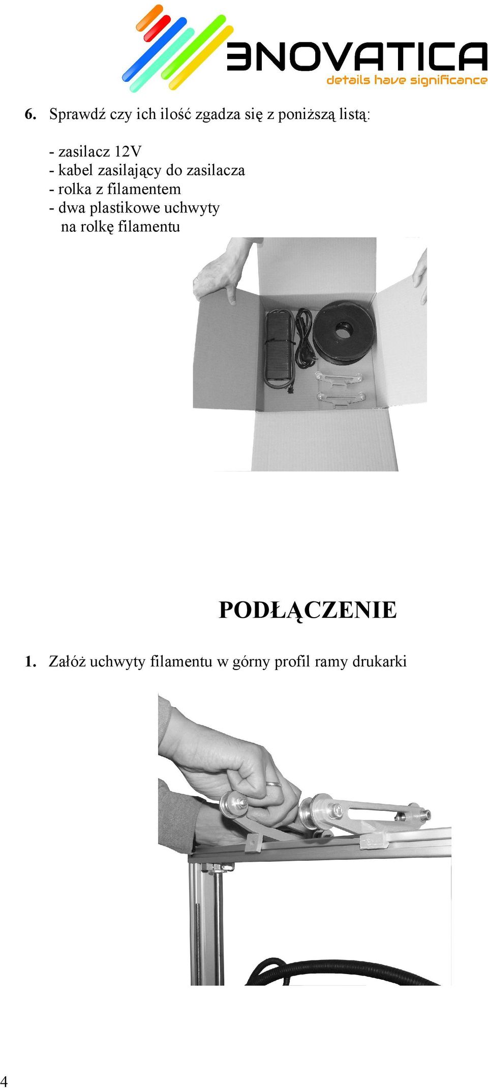 filamentem - dwa plastikowe uchwyty na rolkę filamentu