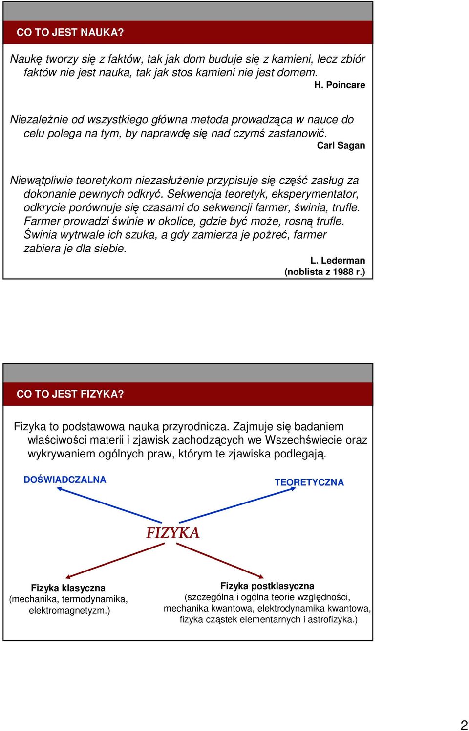 Carl Sagan Niewątpliwie teoretykom niezasłuŝenie przypisuje się część zasług za dokonanie pewnych odkryć.