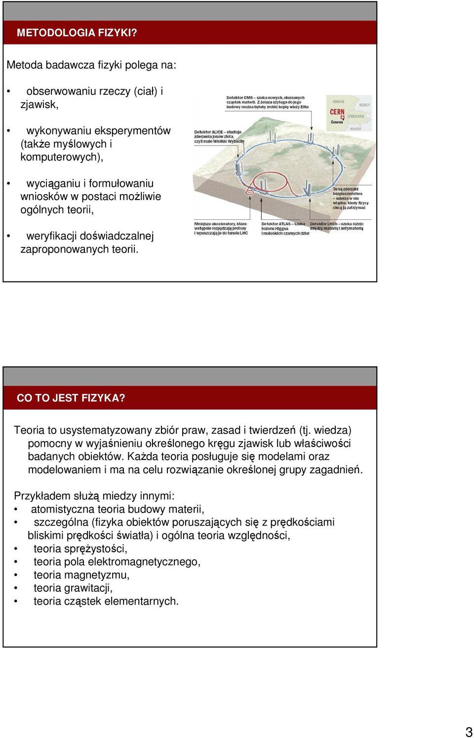 teorii, weryfikacji doświadczalnej zaproponowanych teorii. CO TO JEST FIZYKA? Teoria to usystematyzowany zbiór praw, zasad i twierdzeń (tj.