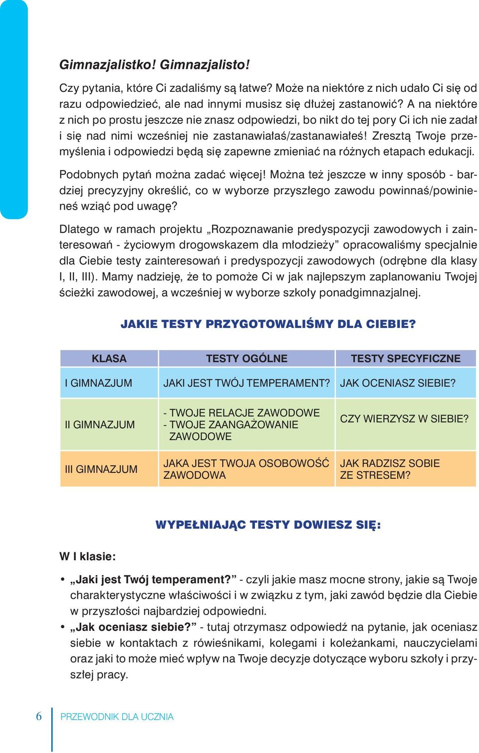 Zresztą Twoje przemyślenia i odpowiedzi będą się zapewne zmieniać na różnych etapach edukacji. Podobnych pytań można zadać więcej!