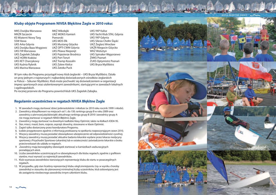 CWM Gdynia UKS Pilawa Nieporęt UKS Pojezierze Brodnica UKS Port Toruń UKŻ Tramp Koszalin UKS Zalew Kielce UKS Zatoka Puck UKS YKP Kalisz UKS Yacht Klub STAL Gdynia UKS YKP Gdynia UKS Silesia Chełm