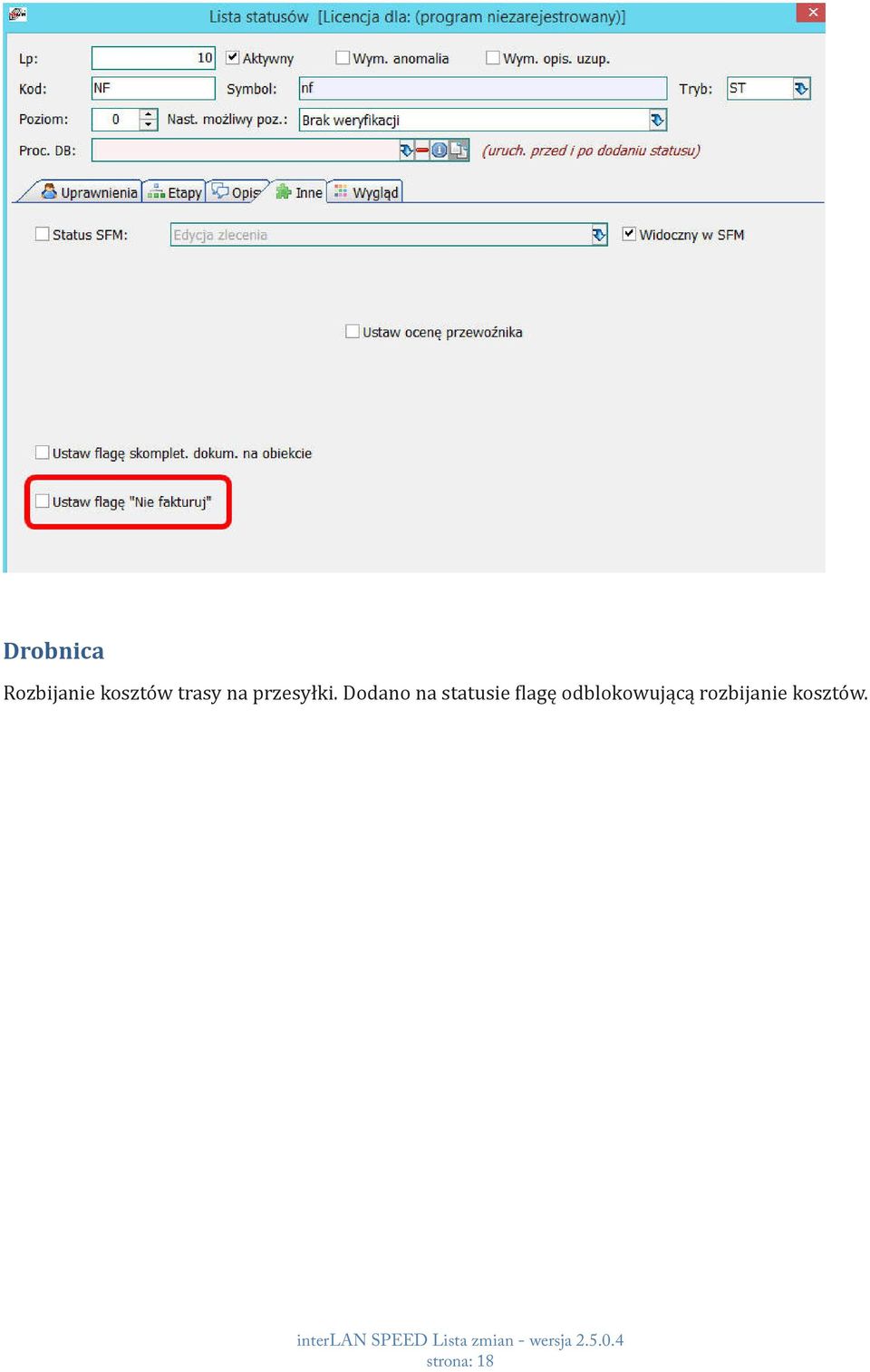 Dodano na statusie flagę