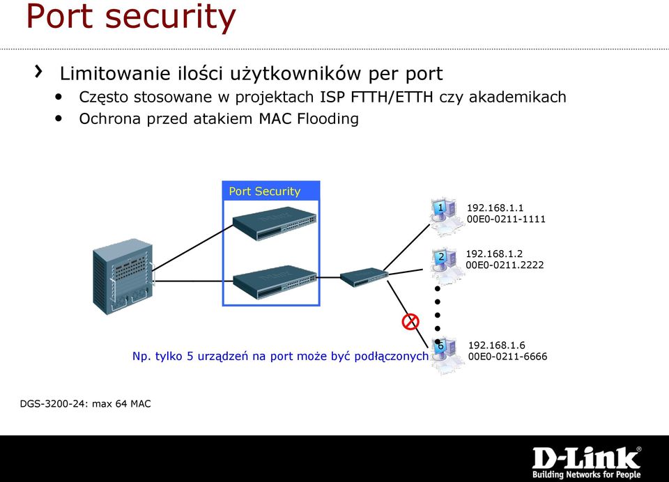 Security 1 192.168.1.1 00E0-0211-1111 2 192.168.1.2 00E0-0211.2222 Np.
