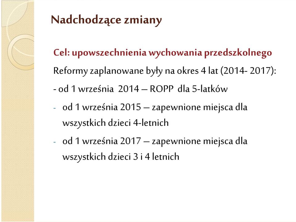 5-latków - od 1 września 2015 zapewnione miejsca dla wszystkich dzieci