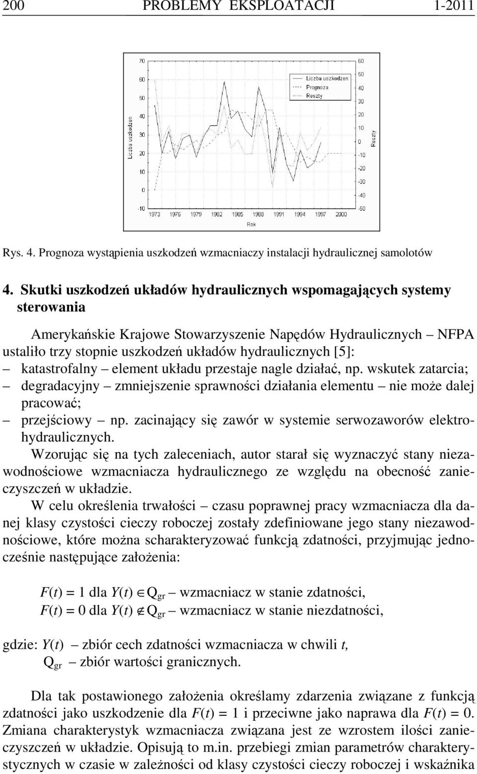 katastrofalny element układu przestaje nagle działać, np. wskutek zatarcia; degradacyjny zmniejszenie sprawności działania elementu nie może dalej pracować; przejściowy np.