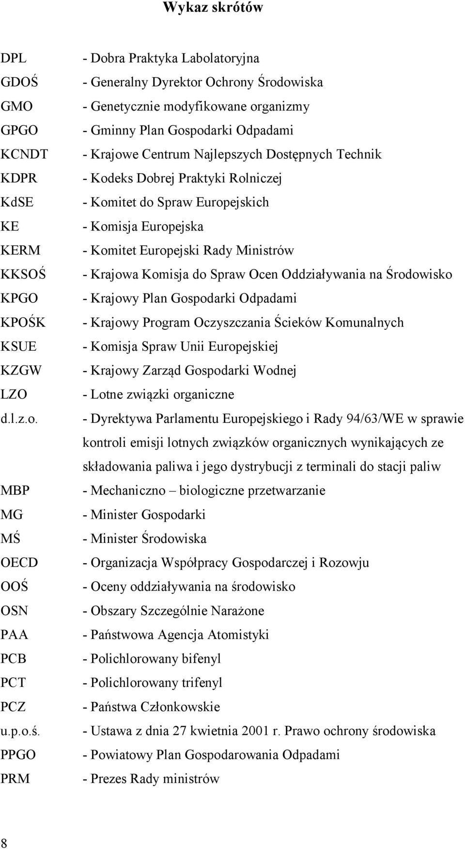 - Kodeks Dobrej Praktyki Rolniczej - Komitet do Spraw Europejskich - Komisja Europejska - Komitet Europejski Rady Ministrów - Krajowa Komisja do Spraw Ocen Oddziaływania na Środowisko - Krajowy Plan