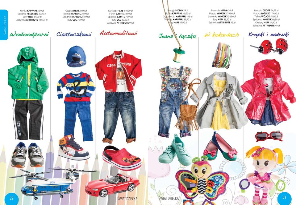 Ogrodniczki KAPPAHL 119 zł Torebka KAPPAHL 39,90 zł Buty H&M 39,90 zł Bransoleta DIVA 34 zł Płaszcz WÓJCIK 179,90 zł Sukienka WÓJCIK 134,90 zł Buty H&M 39,90 zł Zabawka