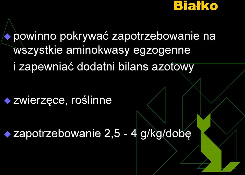 zapewniać dodatni bilans azotowy