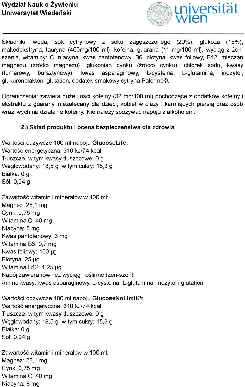 inozytol, glukuronolakton, glutation, dodatek smakowy cytryna Palermo.