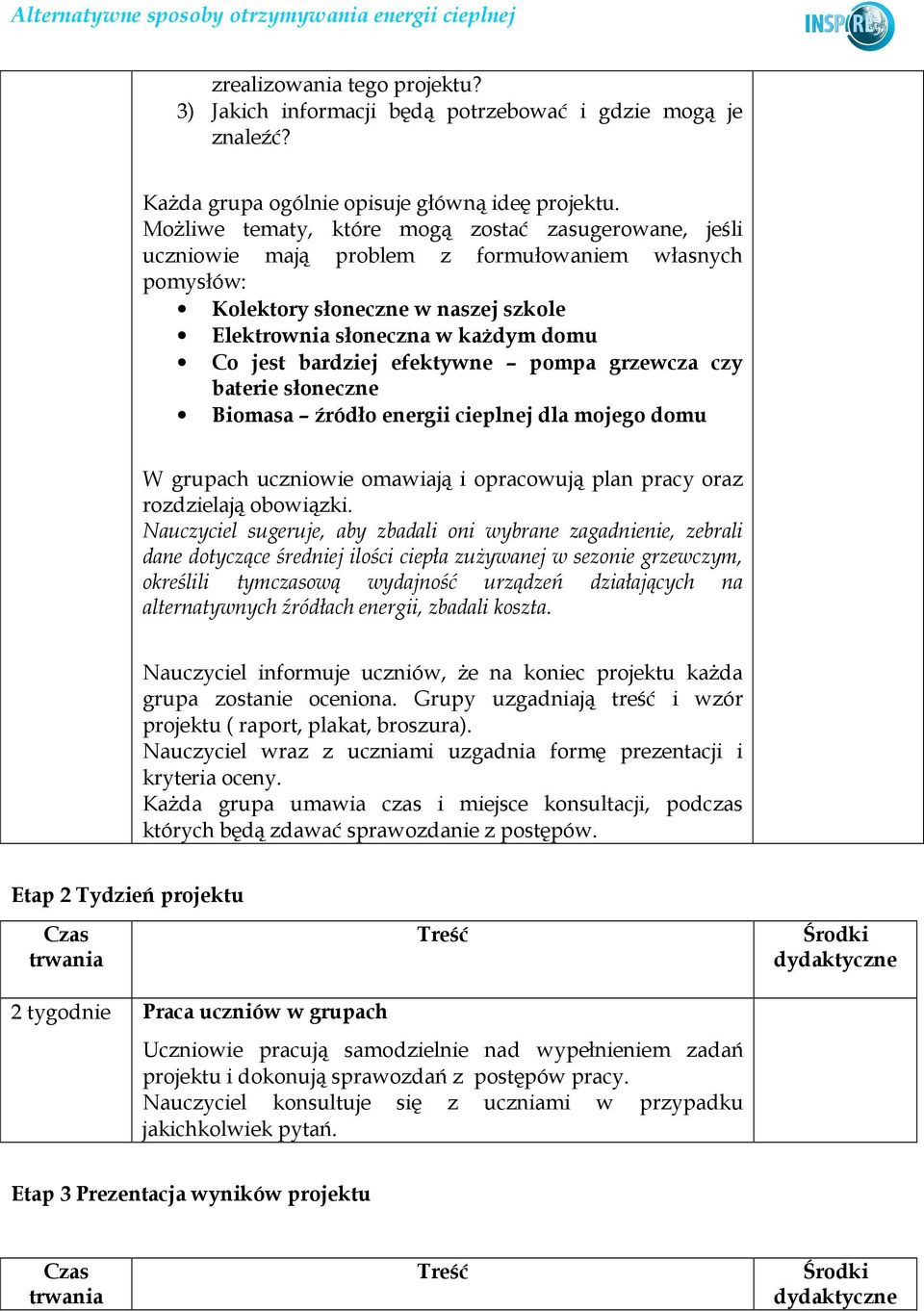 bardziej efektywne pompa grzewcza czy baterie słoneczne Biomasa źródło energii cieplnej dla mojego domu W grupach uczniowie omawiają i opracowują plan pracy oraz rozdzielają obowiązki.